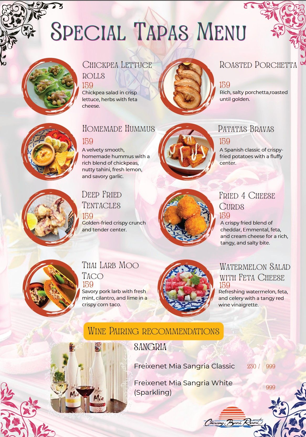 FIP Sunset Beach Party Menu